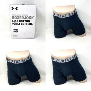 Under Armour Underwear 3-pack Cotton Boxer Brief Black Men's Size 1327426 001